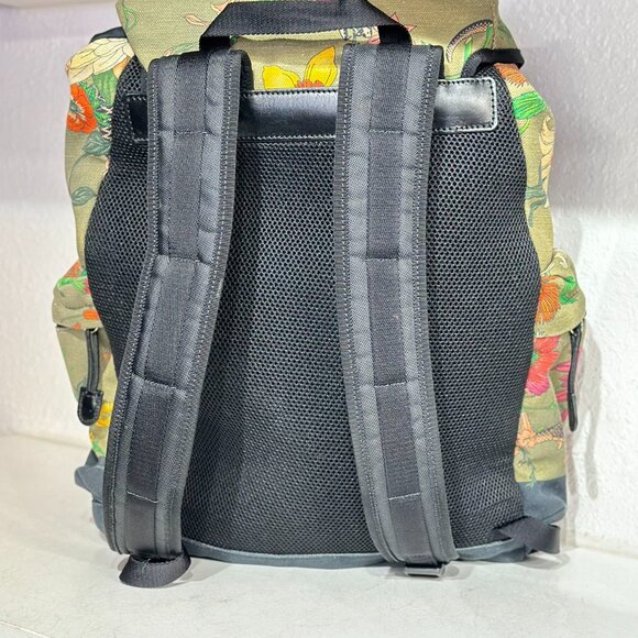 Gucci Green Limited Edition Backpack With Flore - Picture 4 of 9
